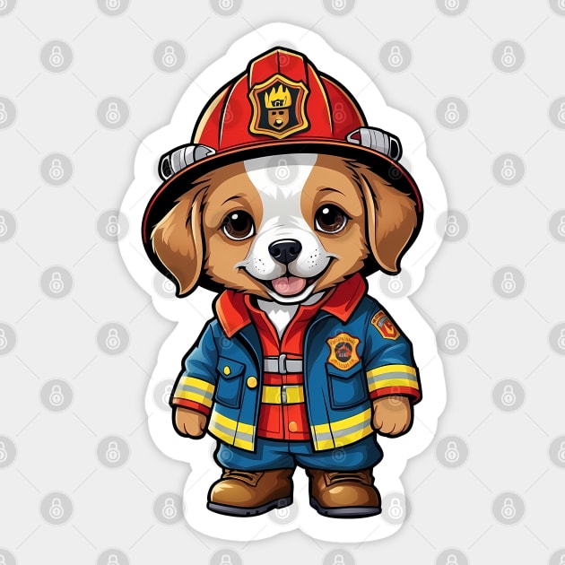 Cute Firefighter Dog Sticker by Leon Star Shop